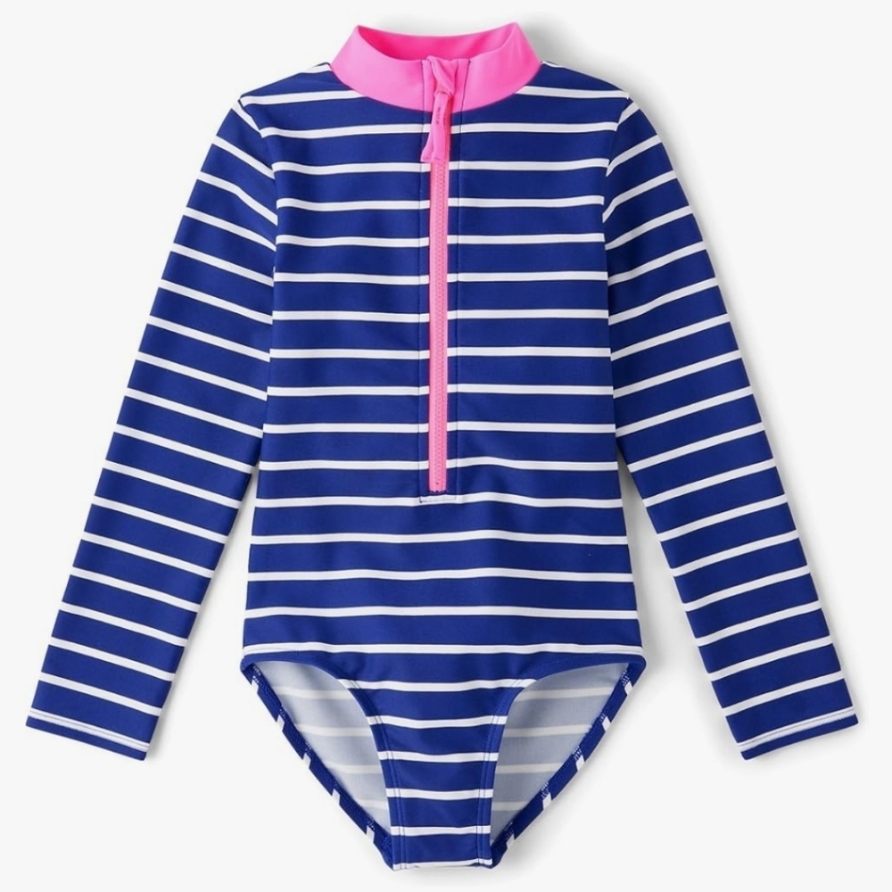 Gymboree Rashguard Swimsuit Striped Blue Pink Swimwear Longsleeve Size 2T NEW